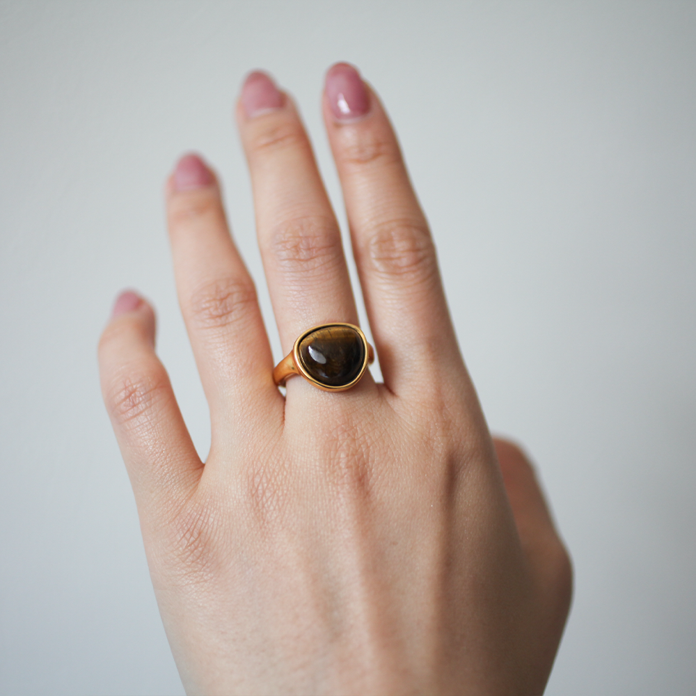 Amber tone resin ring 149 Gold