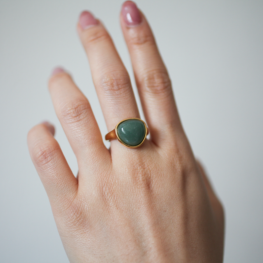 Moss tone resin ring 149 Gold