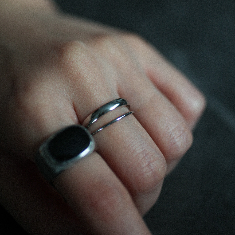 Double slim ring set 176 Silver