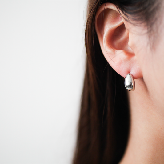 Oval bean pierce 128 Silver