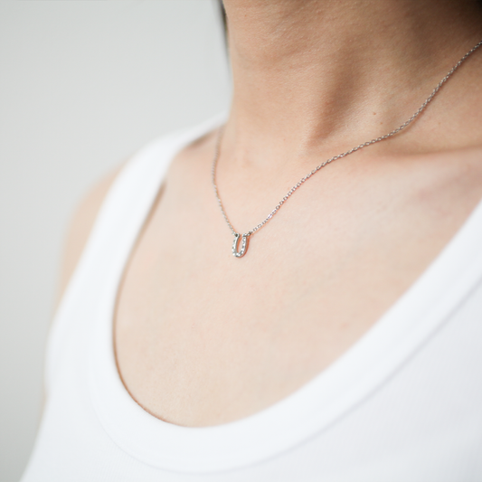 Hammered U-shape necklace 150 Silver