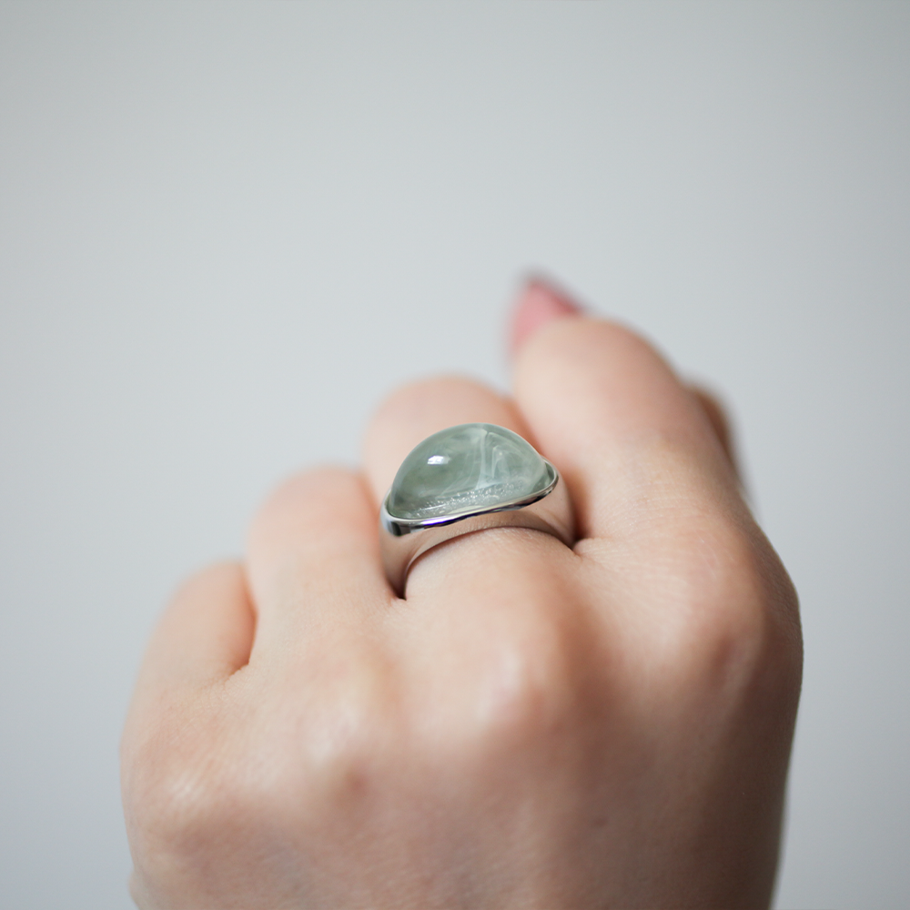 Green resin ring 145 Silver