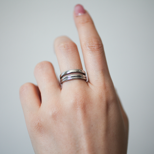 Layered gap ring 063 Silver