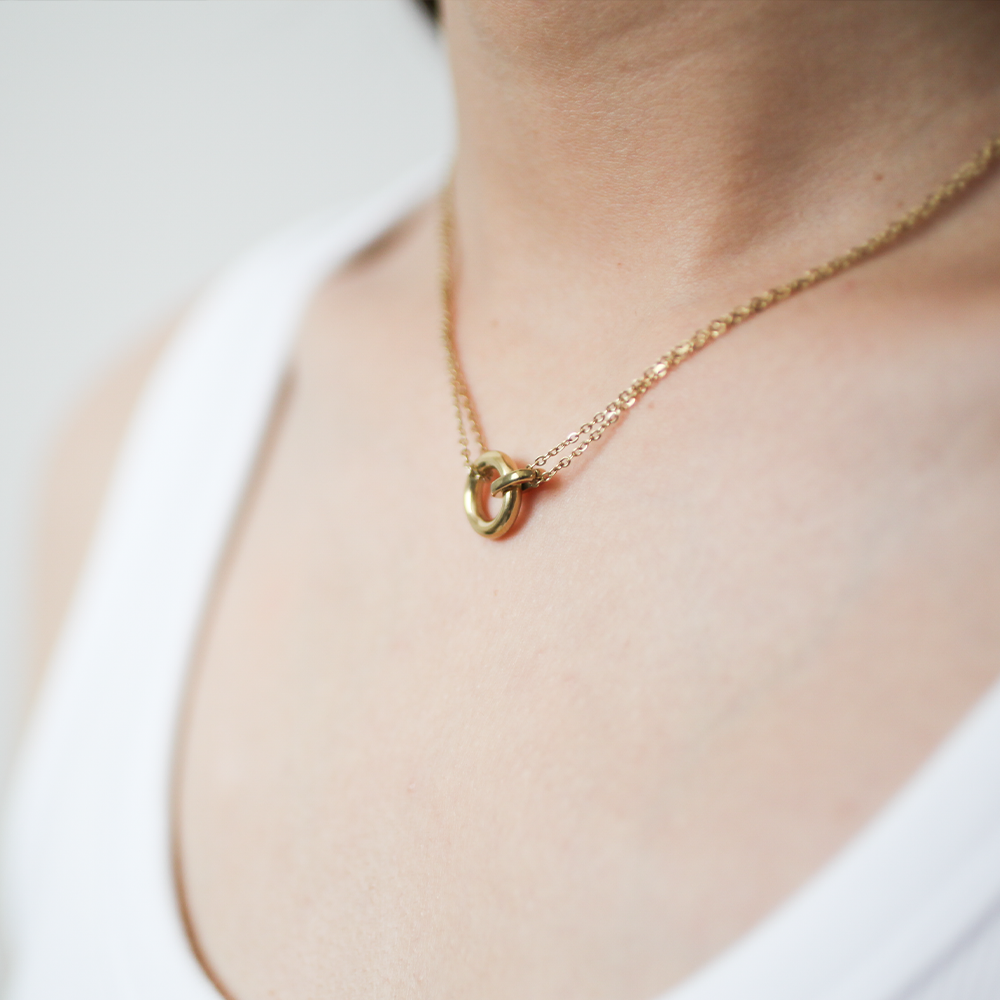 Double ring necklace 160 Gold