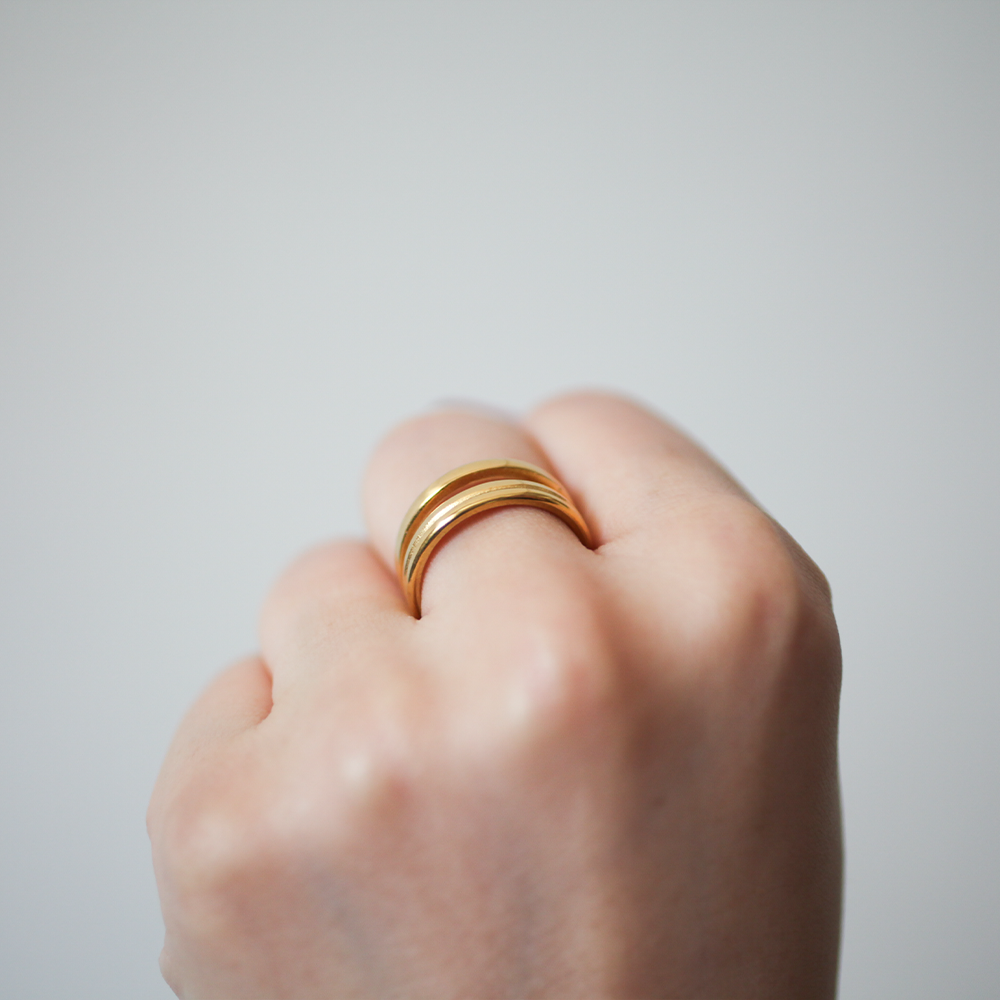 Layered gap ring 063 Gold