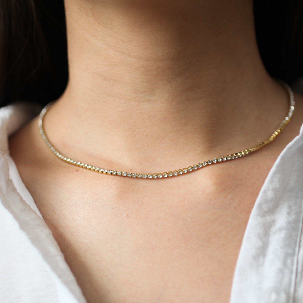 Tennis shine necklace 010 Gold