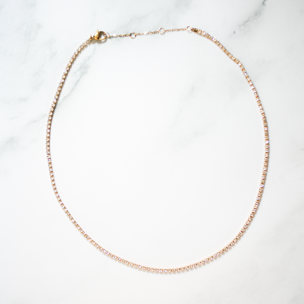 Tennis shine necklace 010 Gold