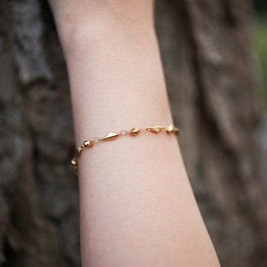 Rhombus bead bracelet 114 Gold