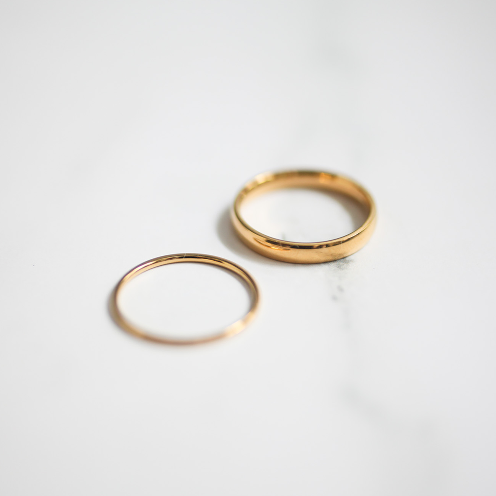 Double slim ring set 176 Gold