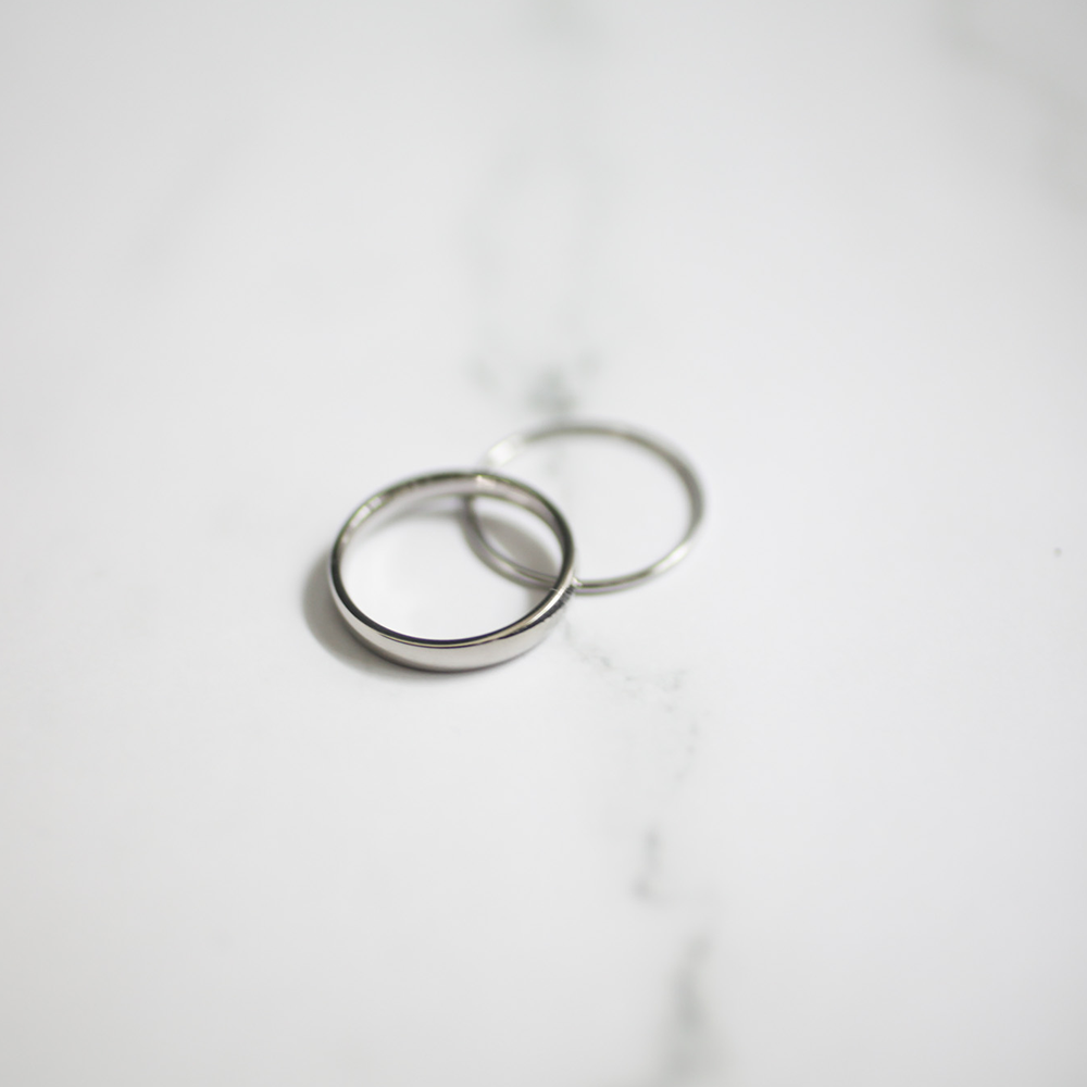 Double slim ring set 176 Silver