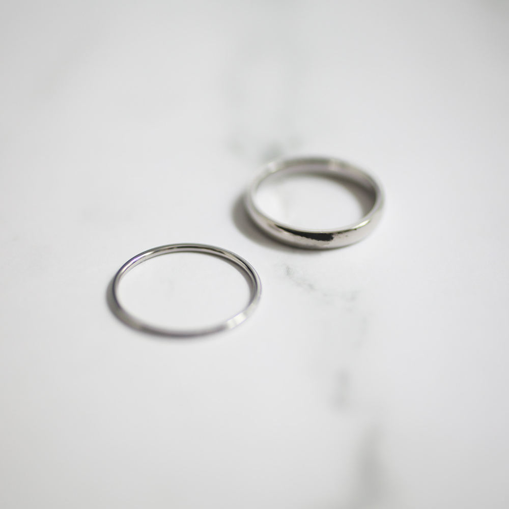 Double slim ring set 176 Silver