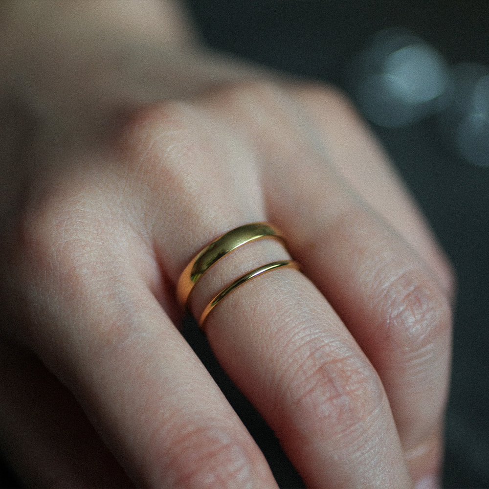 Double slim ring set 176 Gold
