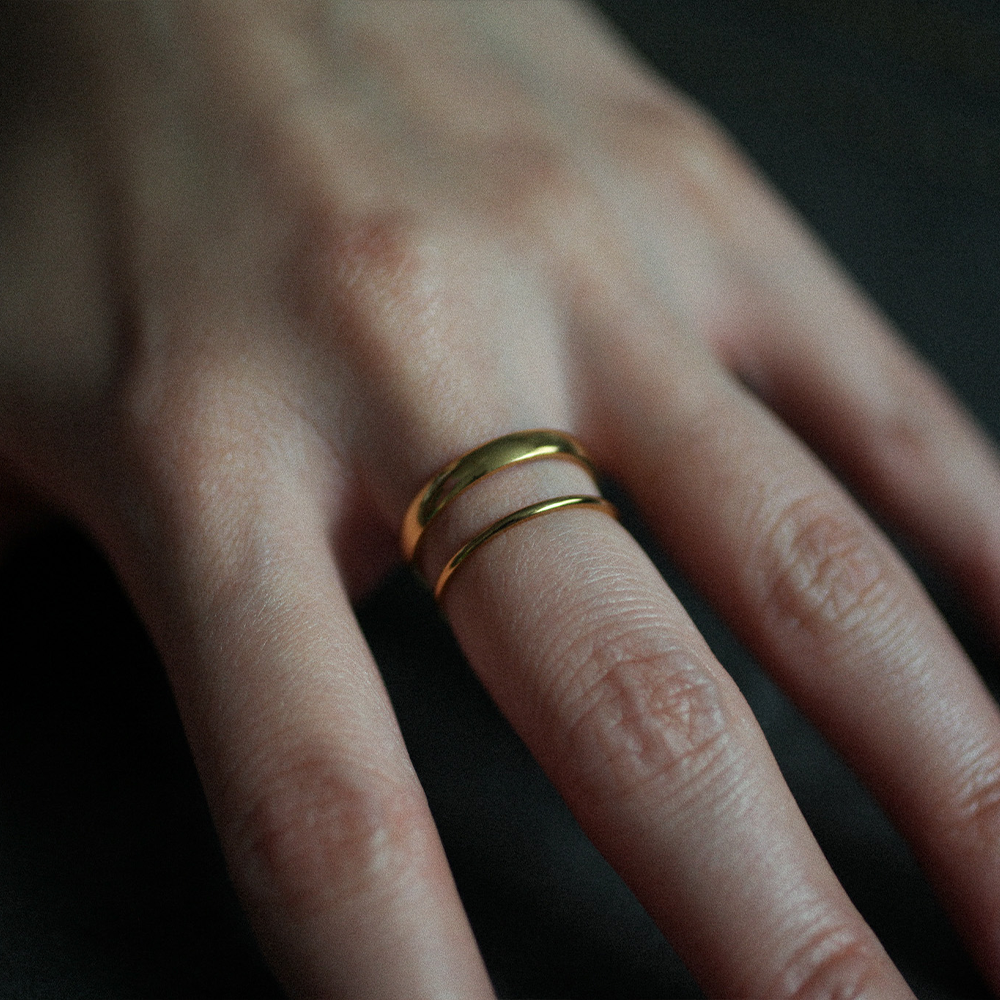Double slim ring set 176 Gold