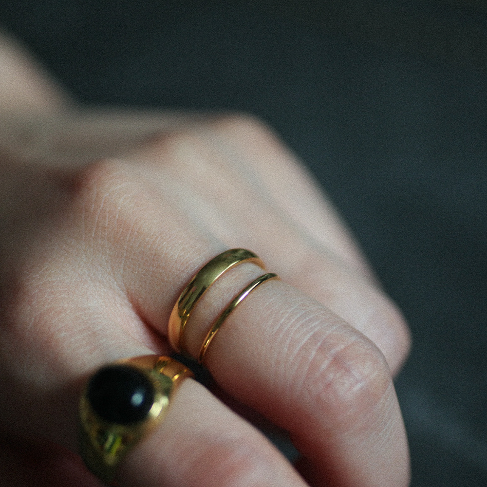 Double slim ring set 176 Gold