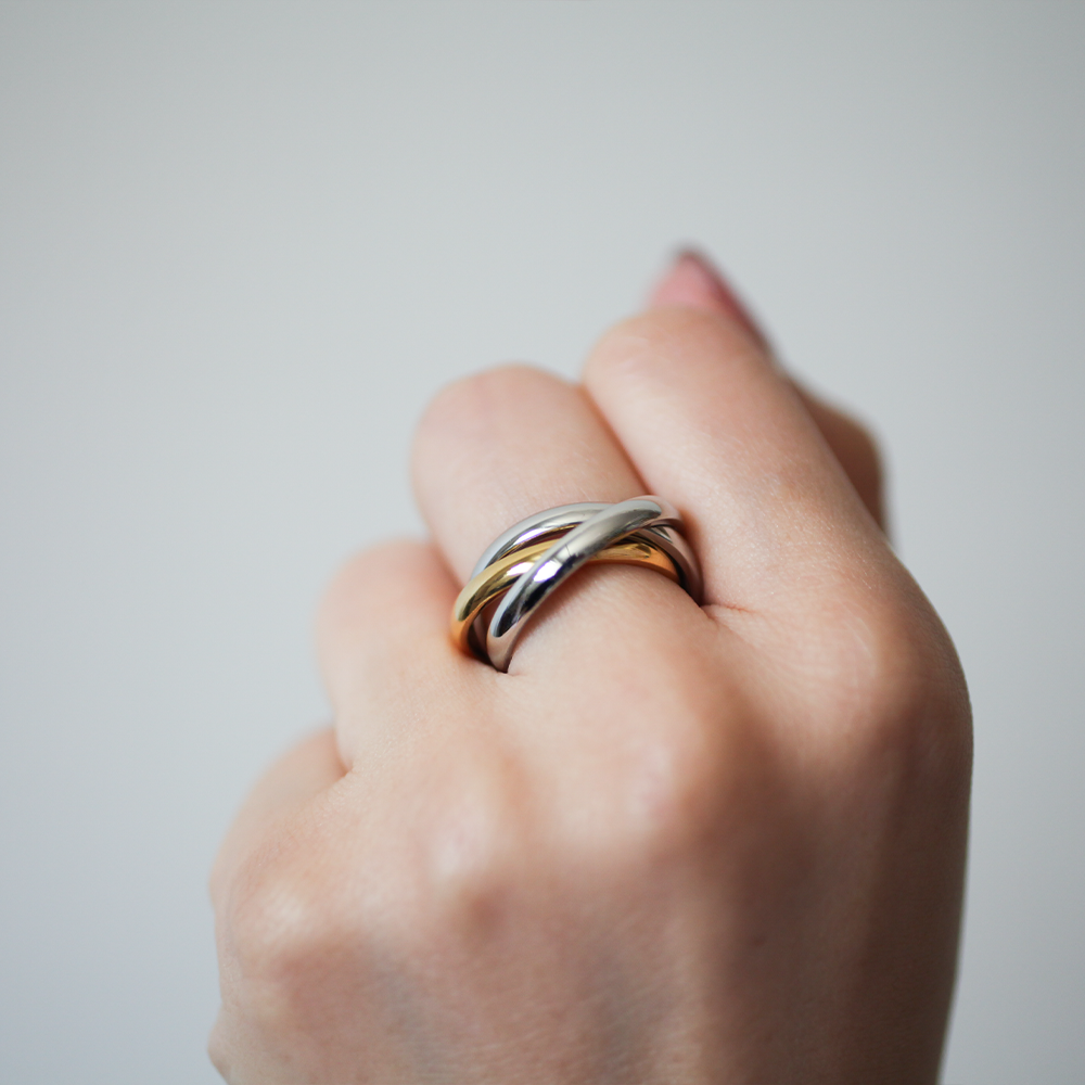 Triple crossover ring 163 SilverGold