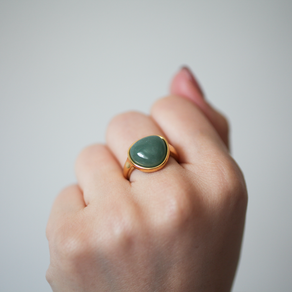 Moss tone resin ring 149 Gold