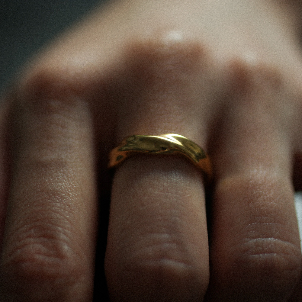 Wave form ring 041 Gold