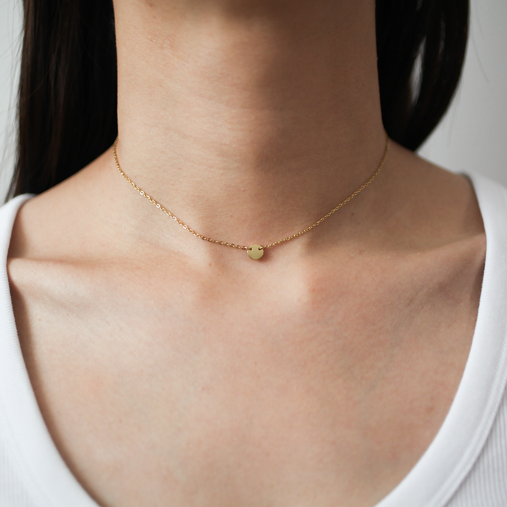 Round plate necklace 156 Gold
