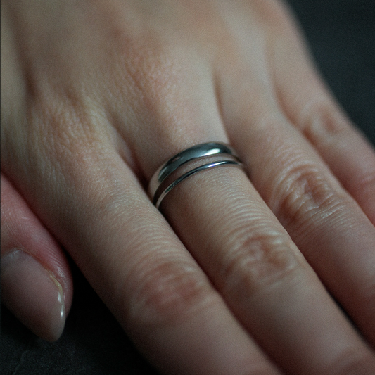 Double slim ring set 176 Silver