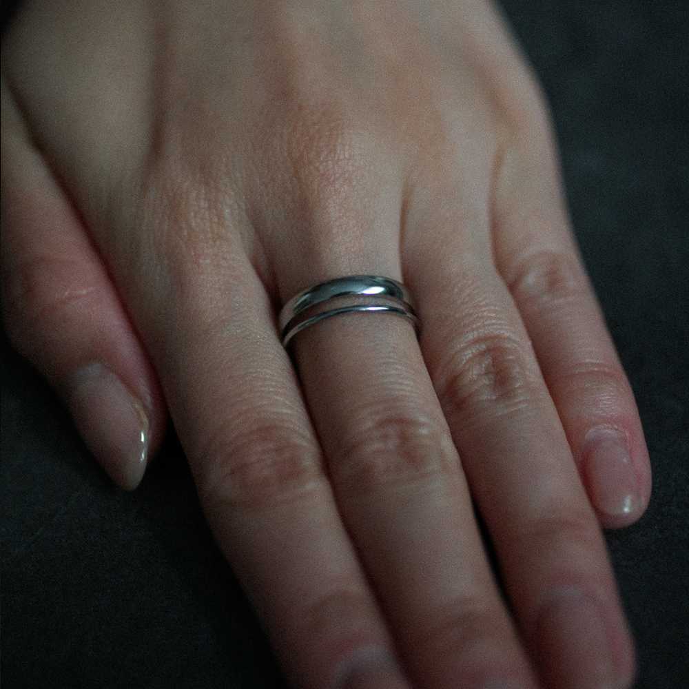 Double slim ring set 176 Silver