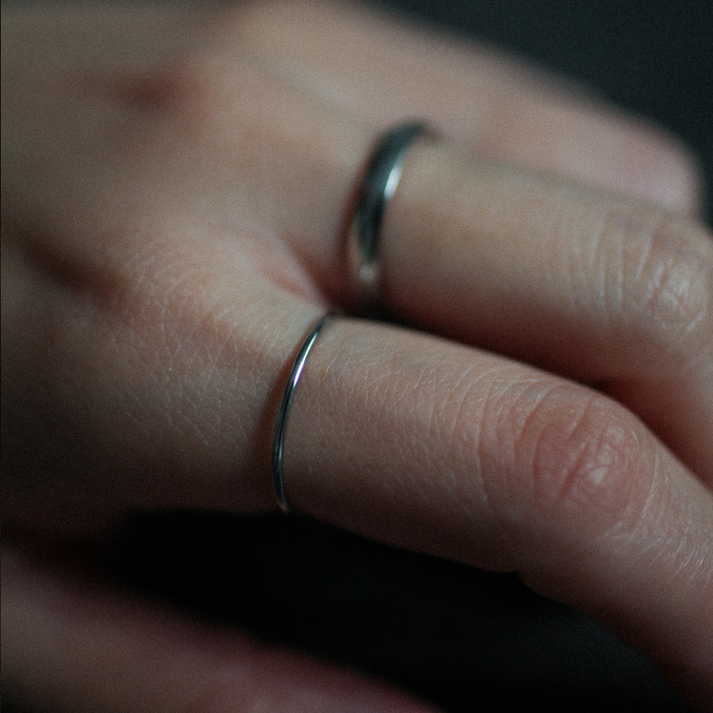 Double slim ring set 176 Silver