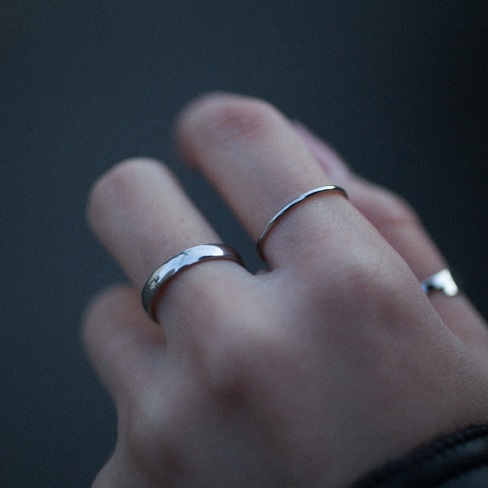 Double slim ring set 176 Silver