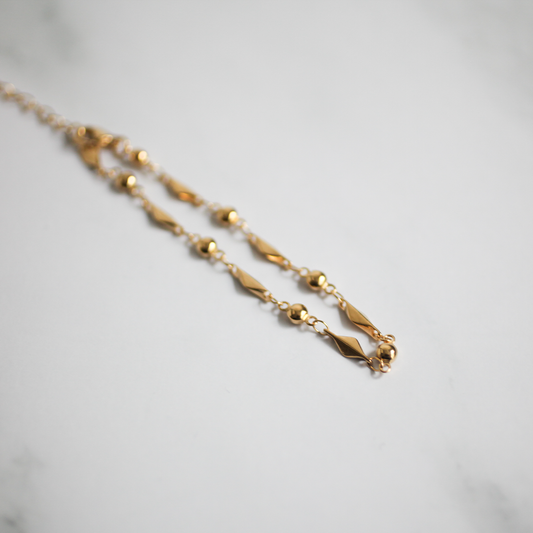Rhombus bead bracelet 114 Gold