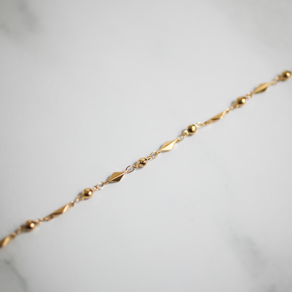Rhombus bead bracelet 114 Gold