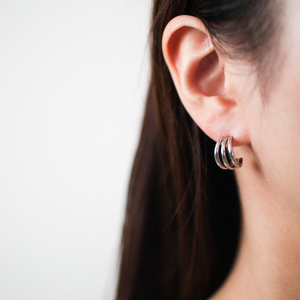 Triple hoop pierce 157 Silver