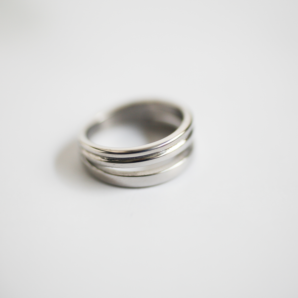 Layered gap ring 063 Silver