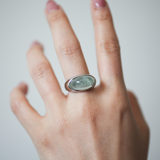 Green resin ring 145 Silver