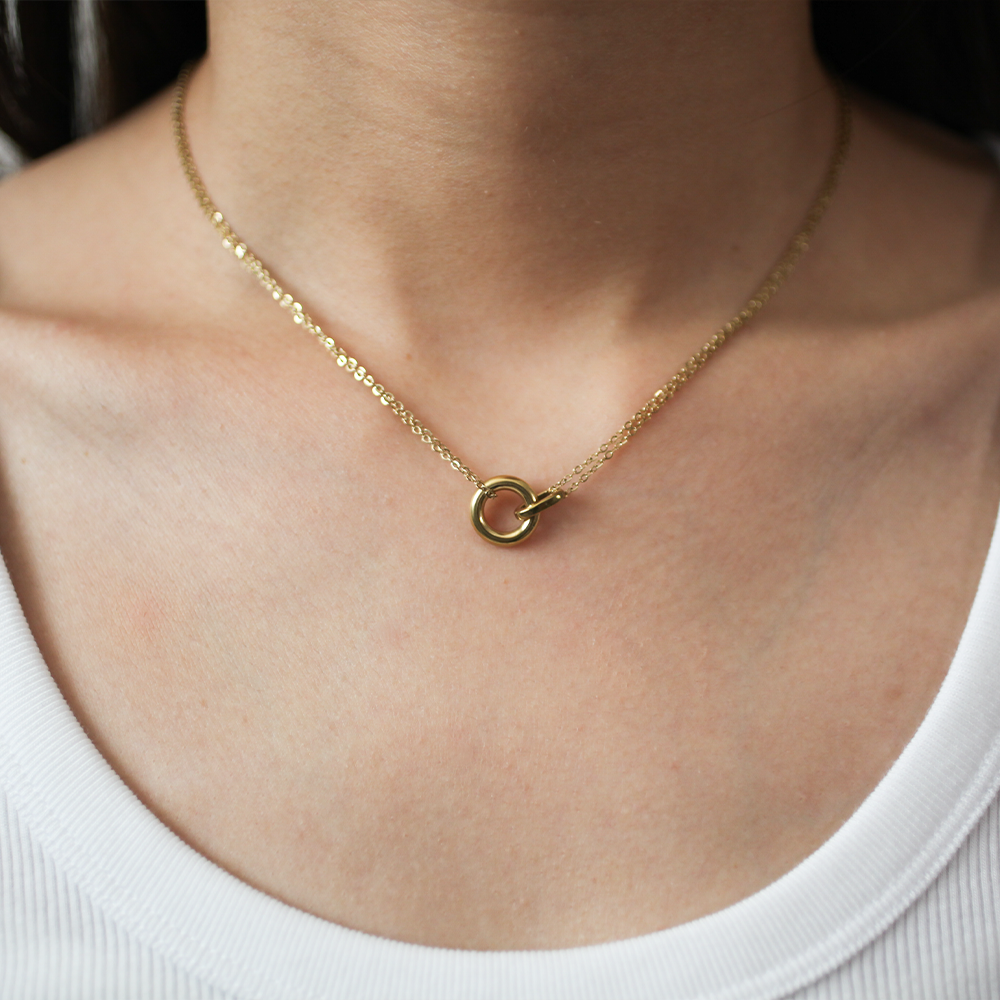 Double ring necklace 160 Gold