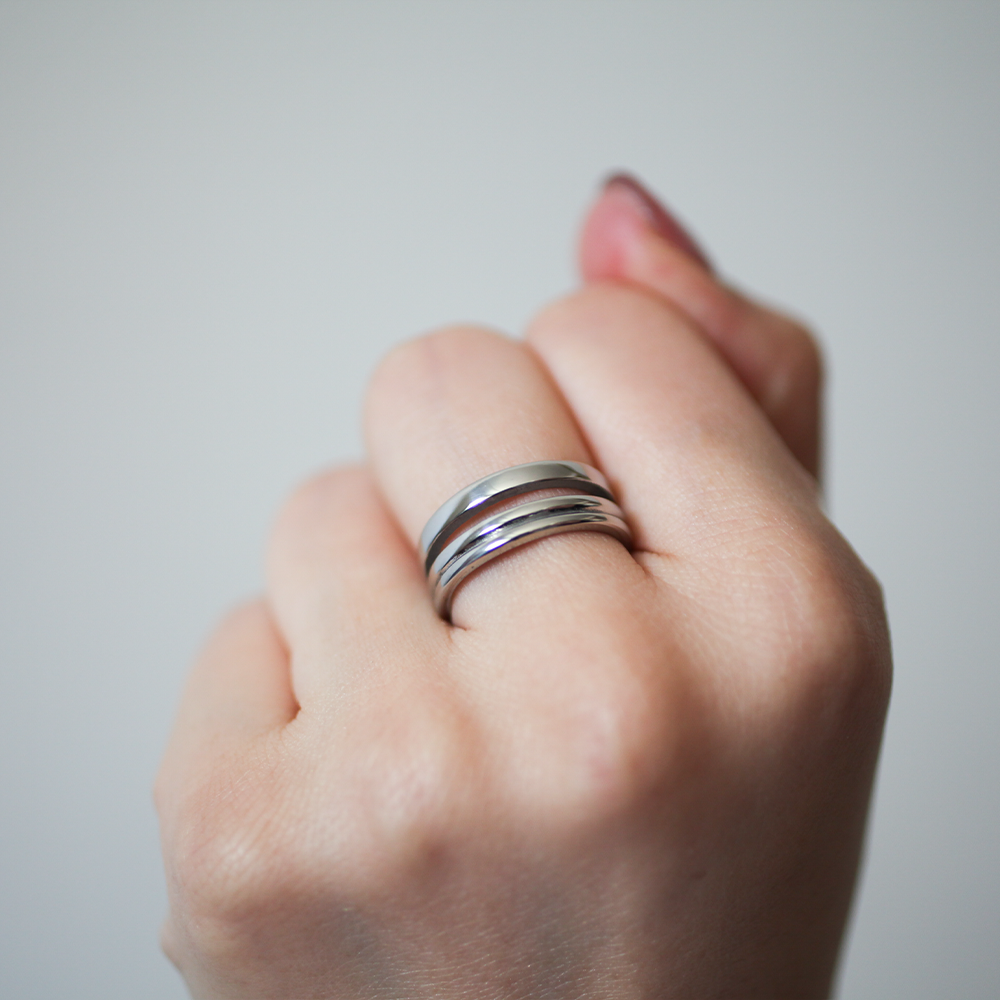 Layered gap ring 063 Silver