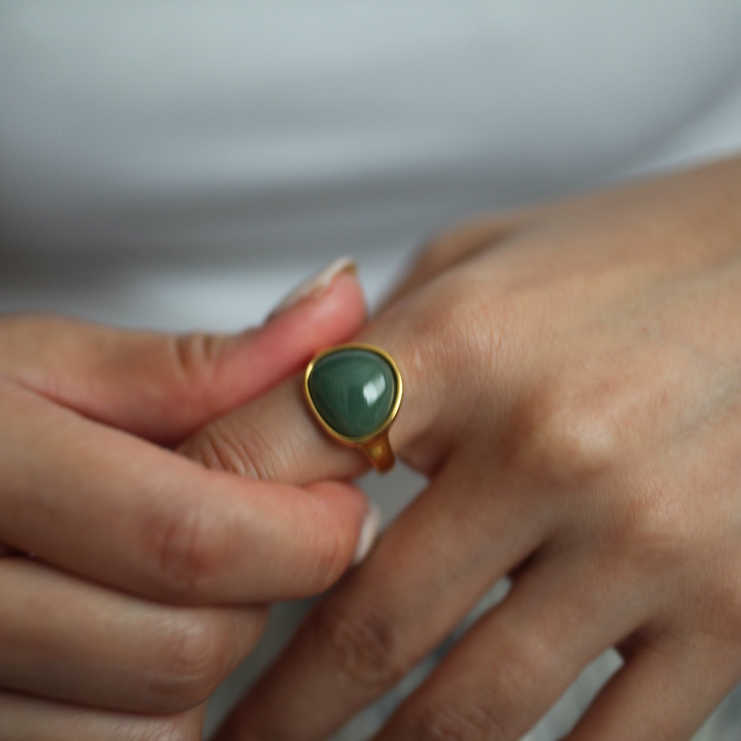Moss tone resin ring 149 Gold