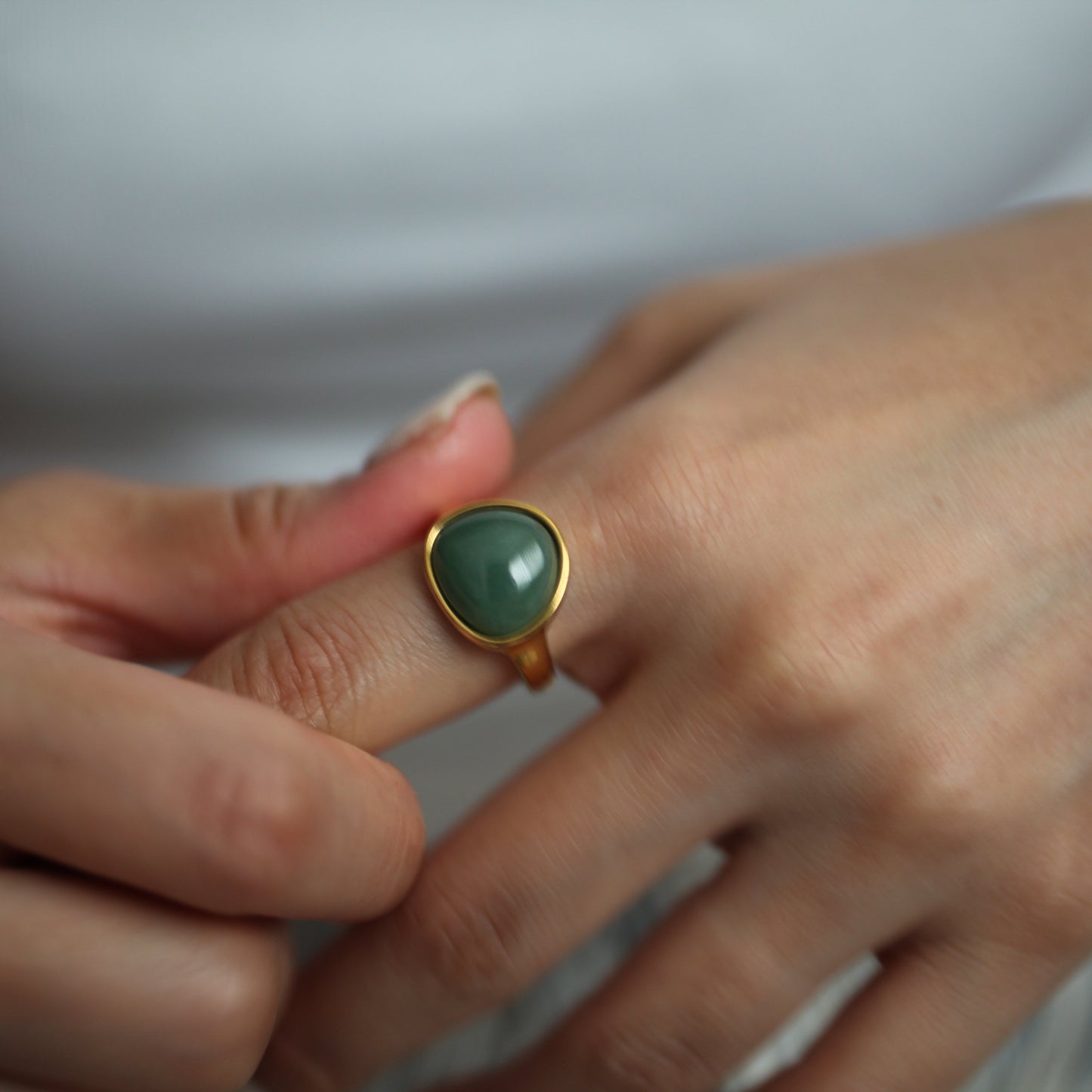 Moss tone resin ring 149 Gold