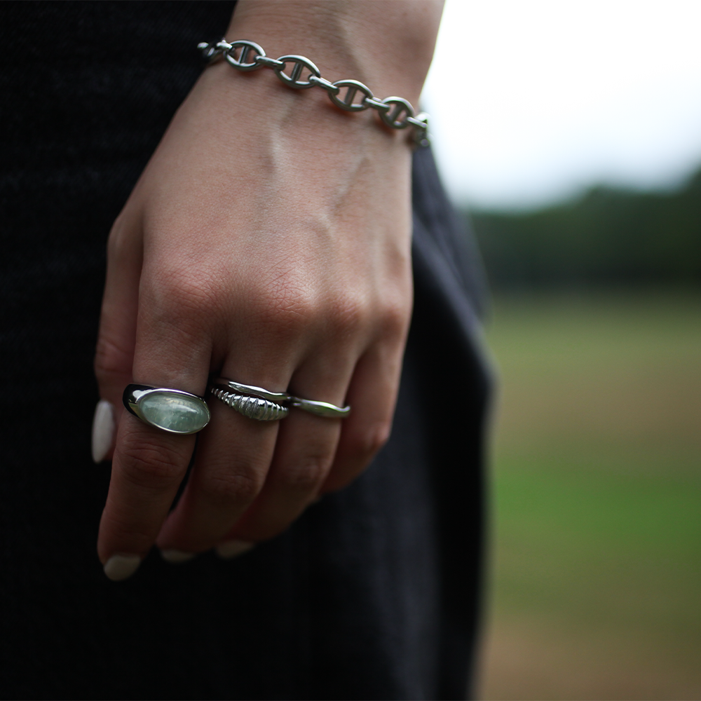 Green resin ring 145 Silver