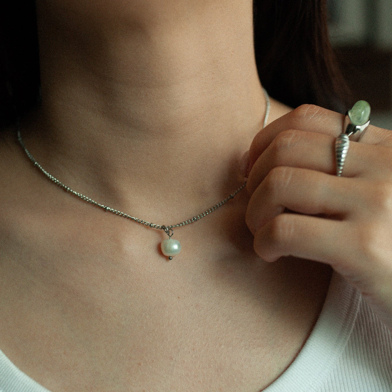 Dew pearl necklace 193 Silver