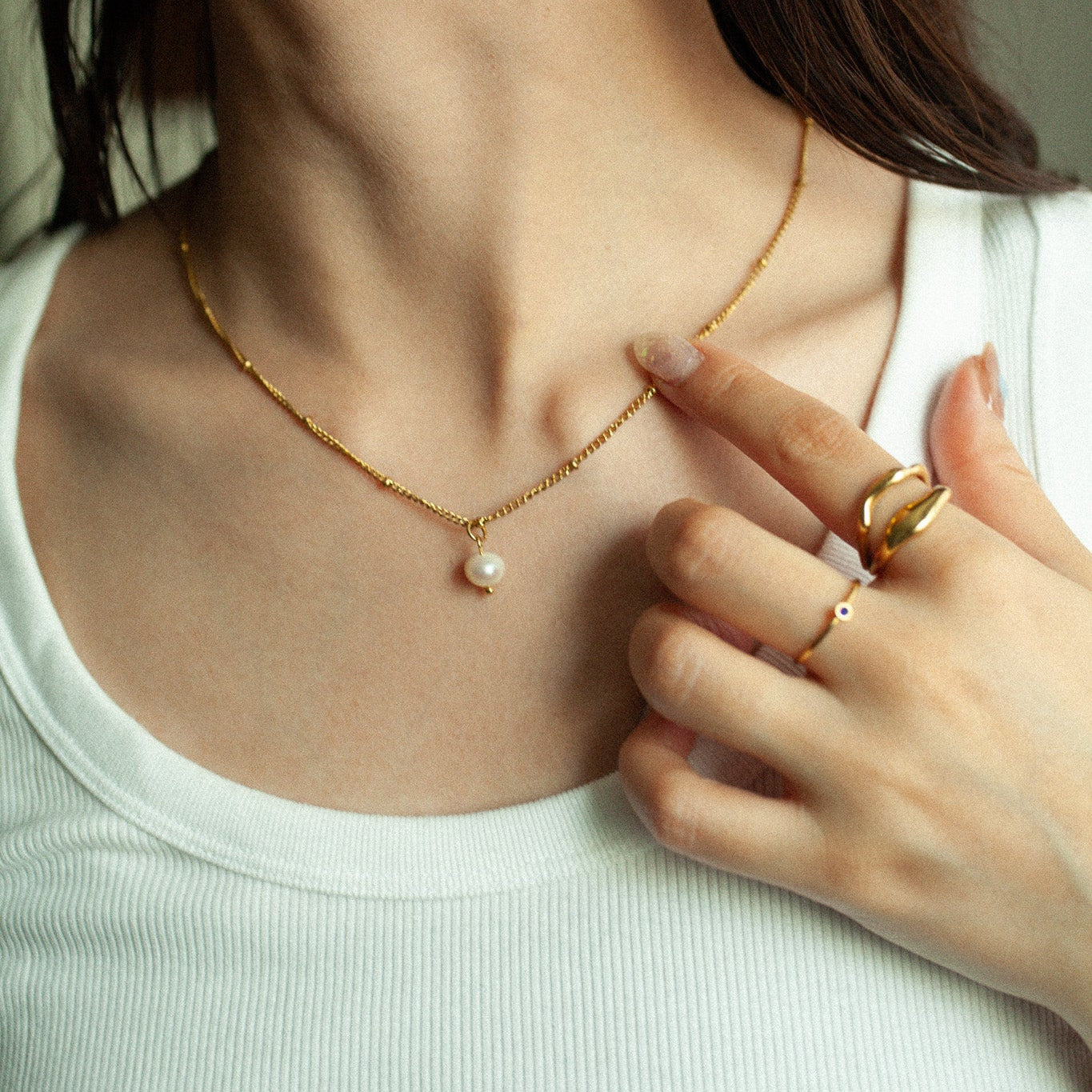 Dew pearl necklace 193 Gold