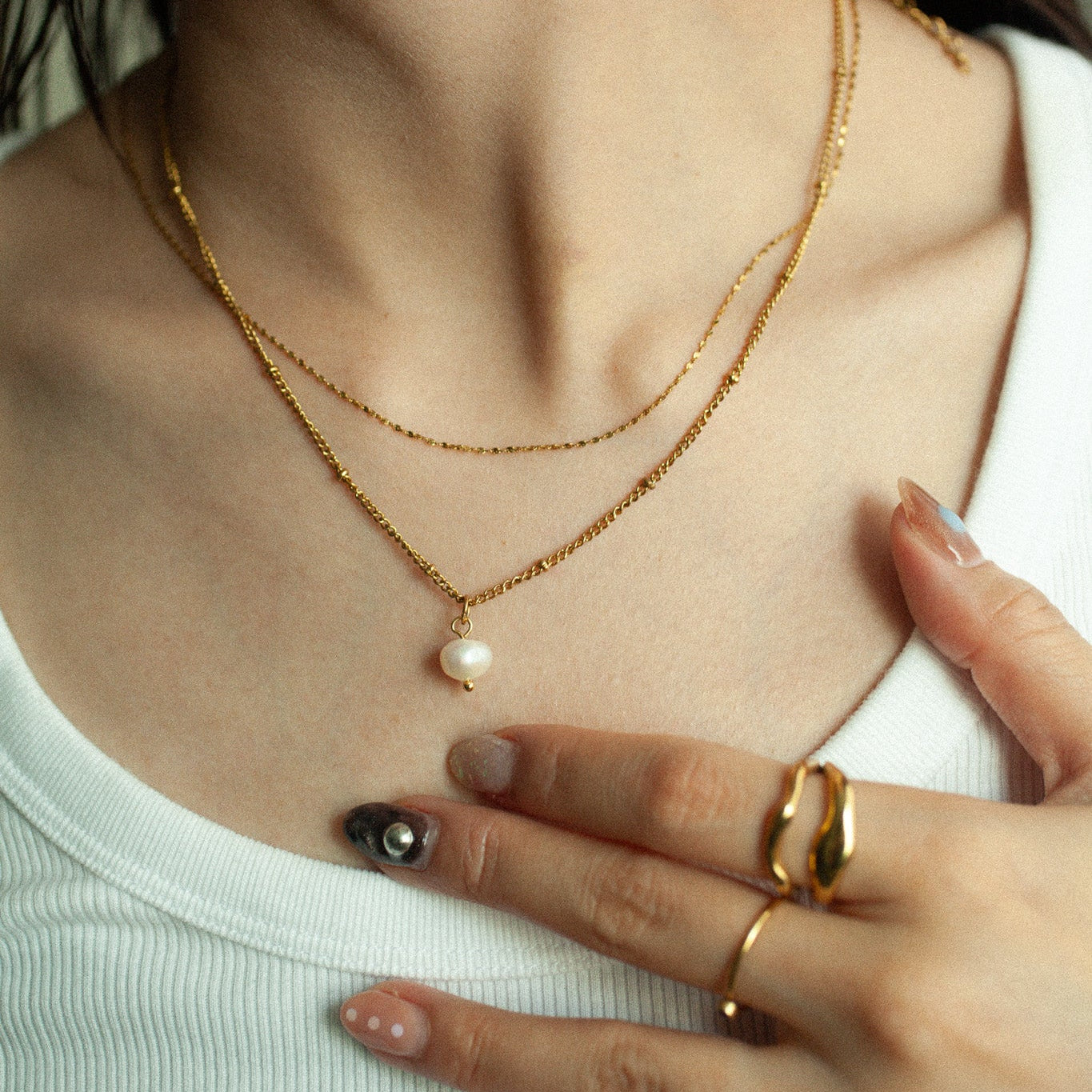 Dew pearl necklace 193 Gold