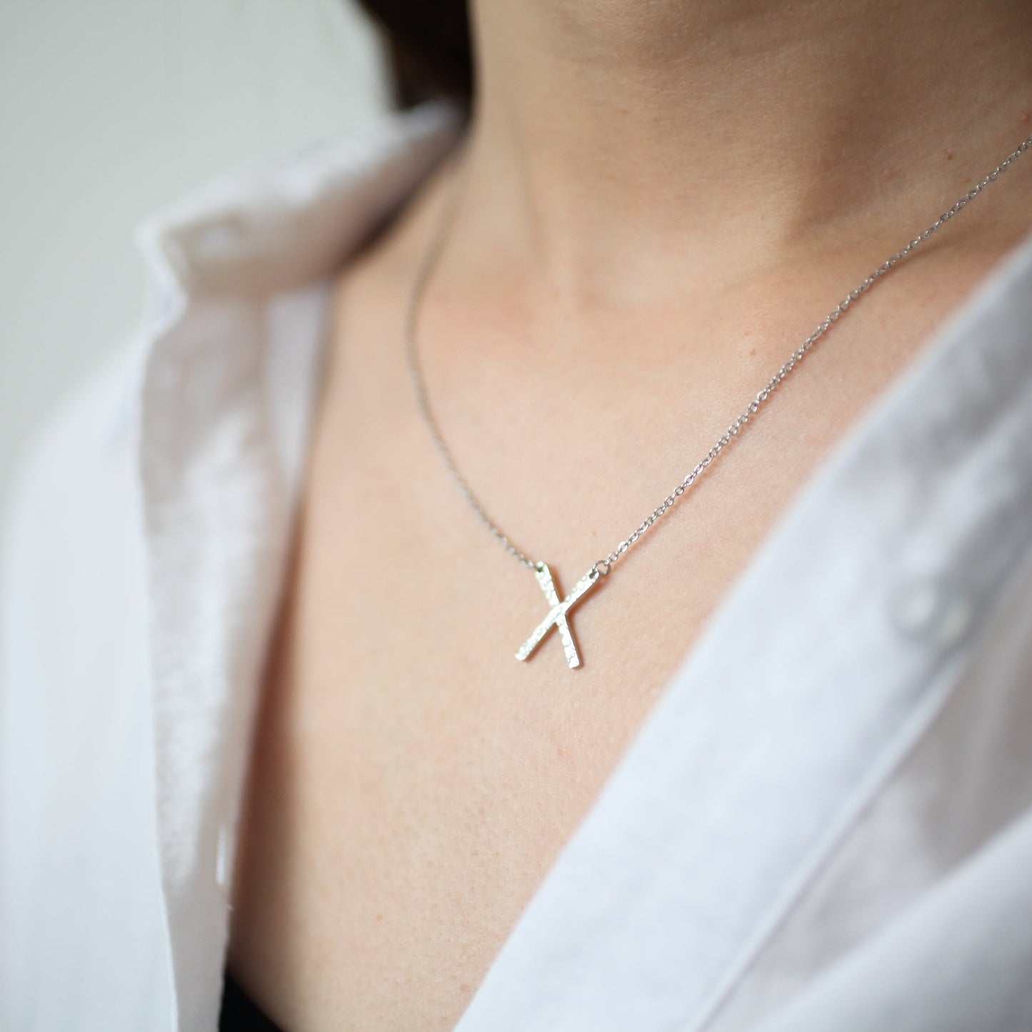 Rough edge necklace 053 Silver