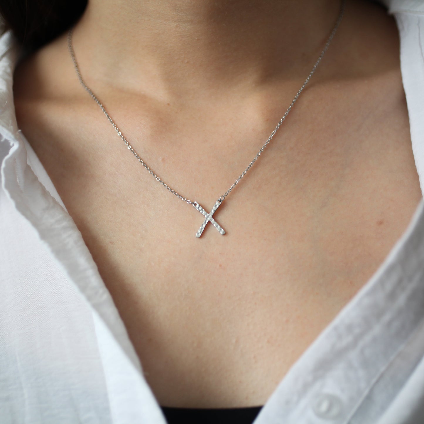 Rough edge necklace 053 Silver