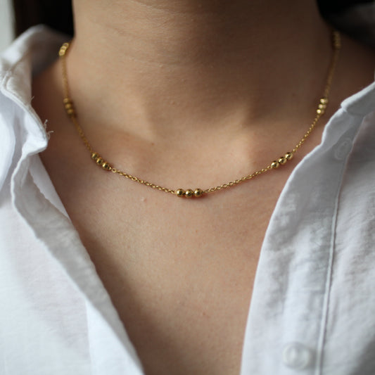 Fine bead necklace 117 Gold