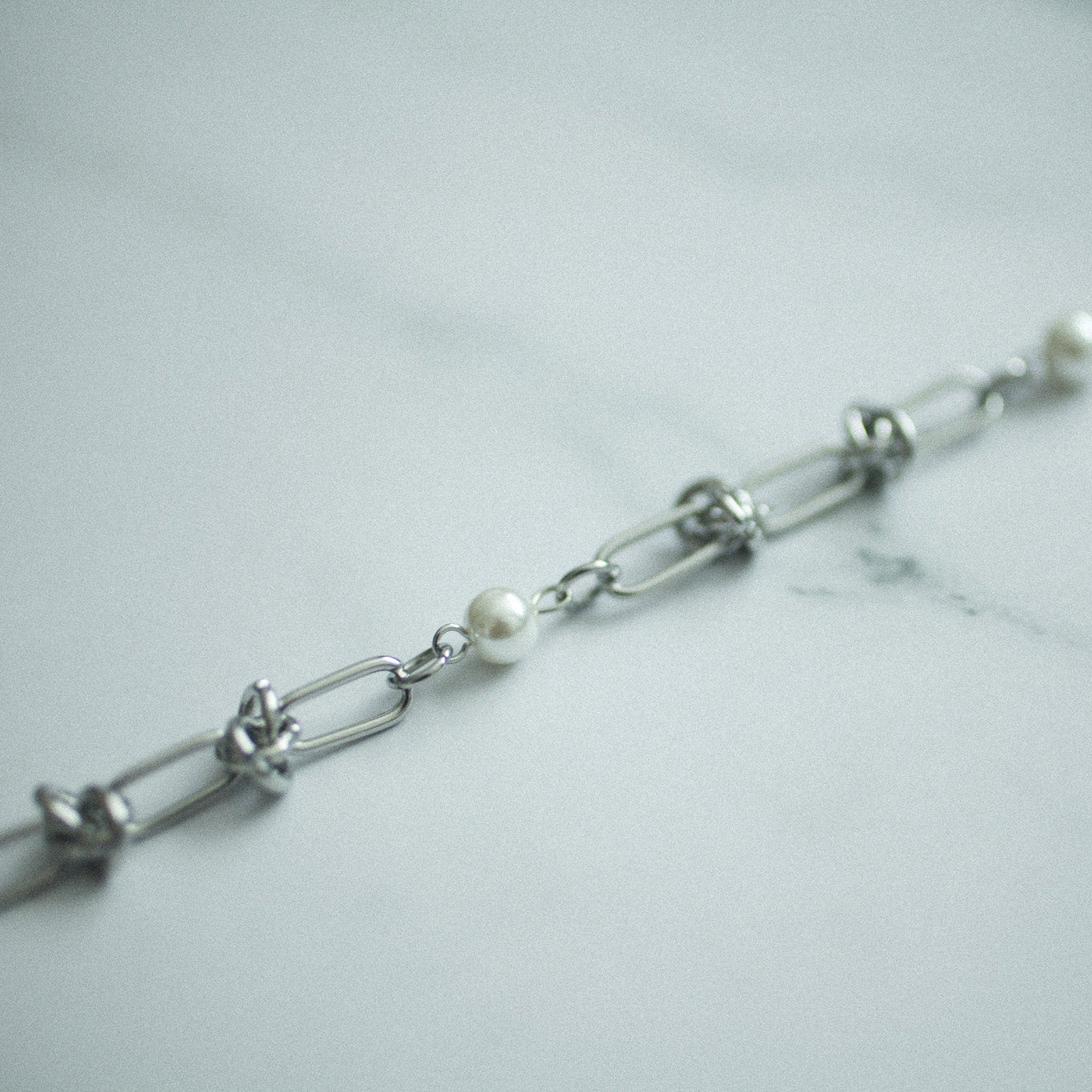 Chain pearl necklace 031 Silver