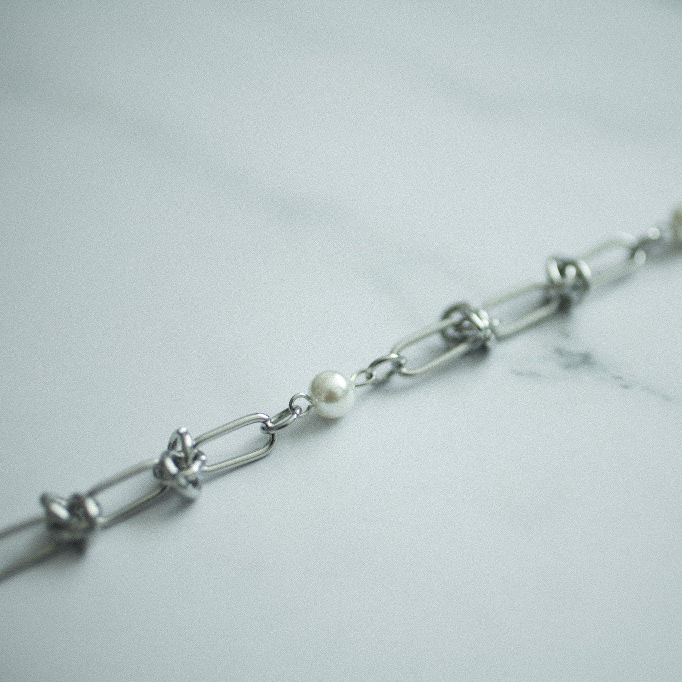 Chain pearl necklace 031 Silver