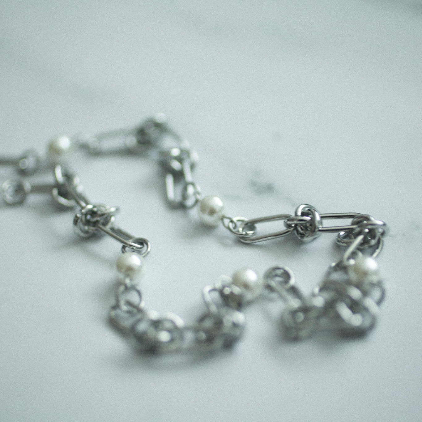 Chain pearl necklace 031 Silver