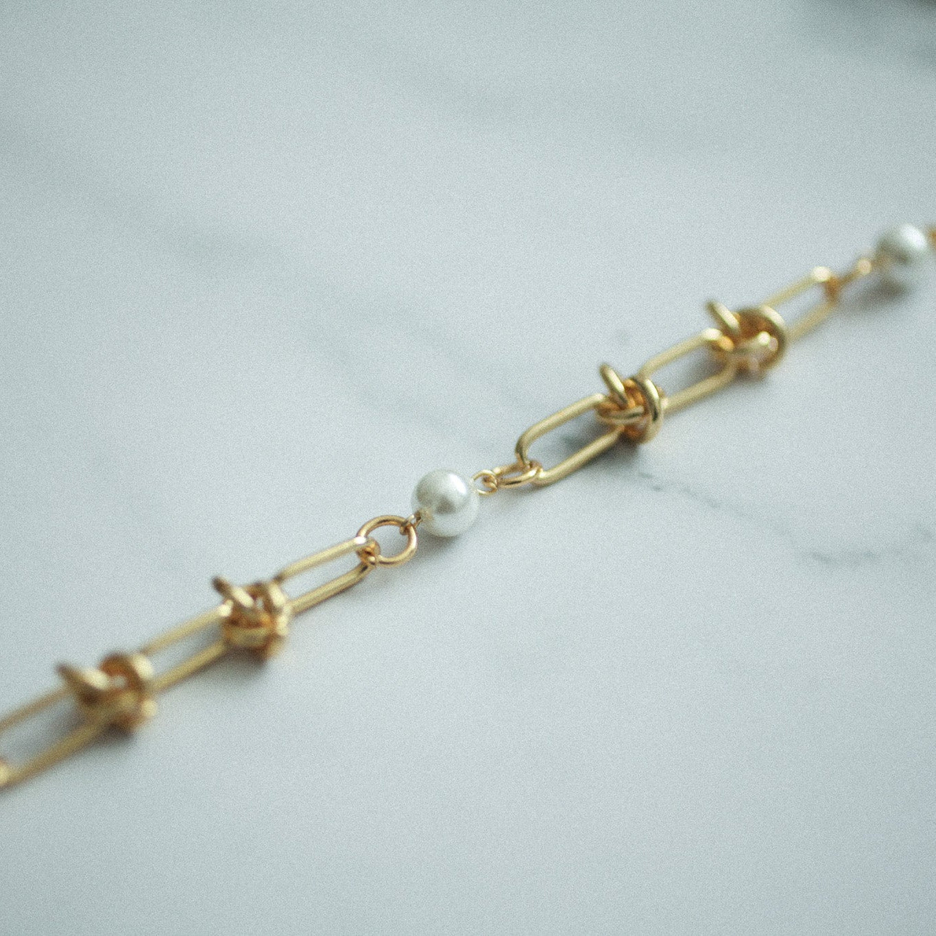 Chain pearl necklace 031 Gold