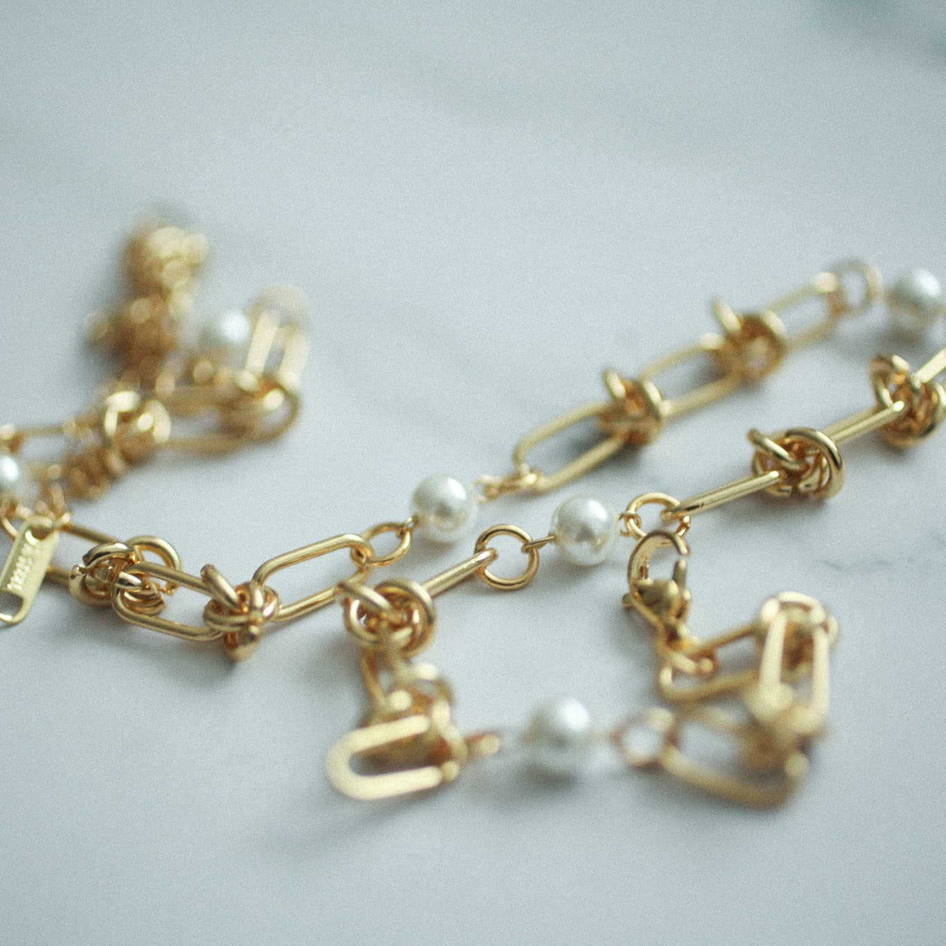 Chain pearl necklace 031 Gold