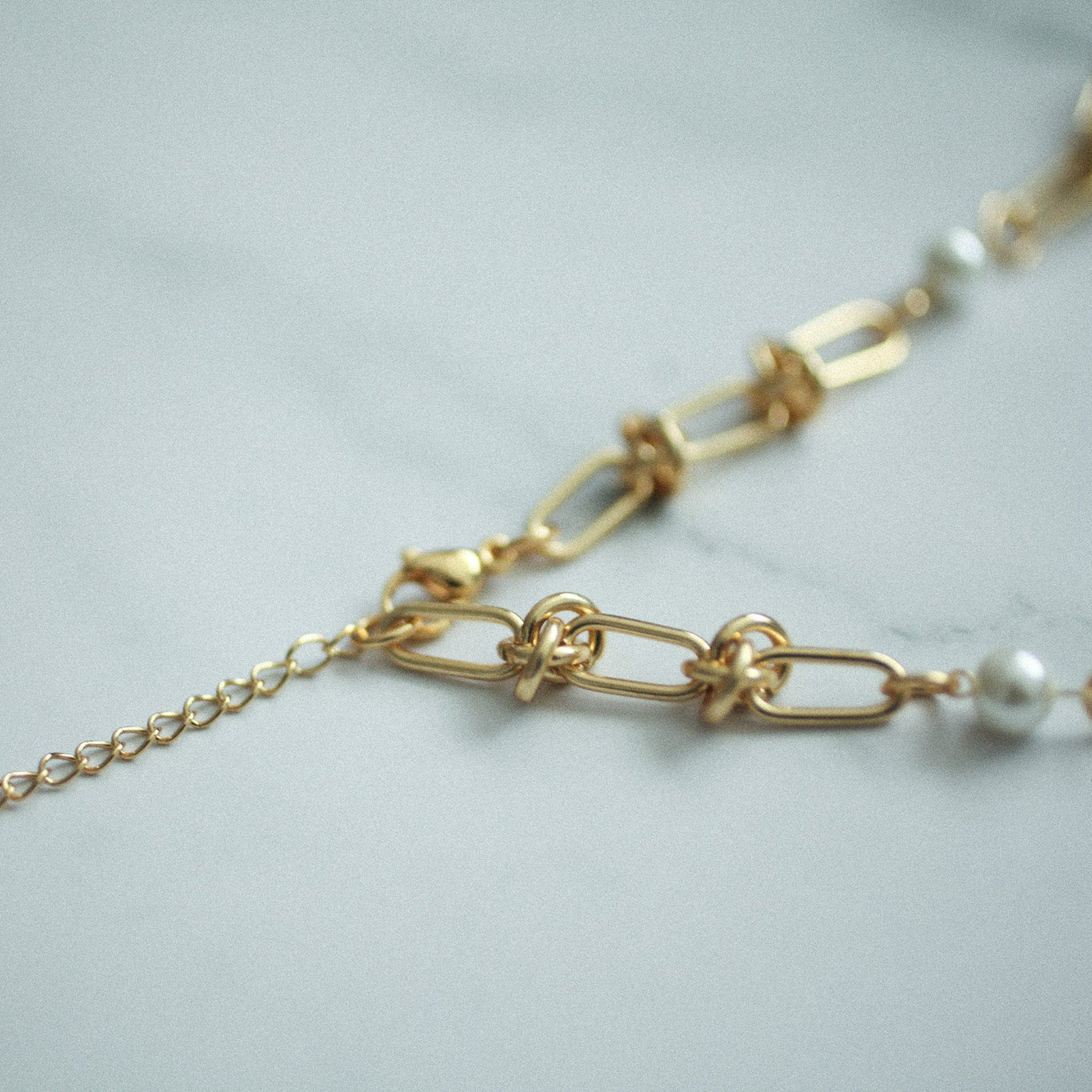 Chain pearl necklace 031 Gold