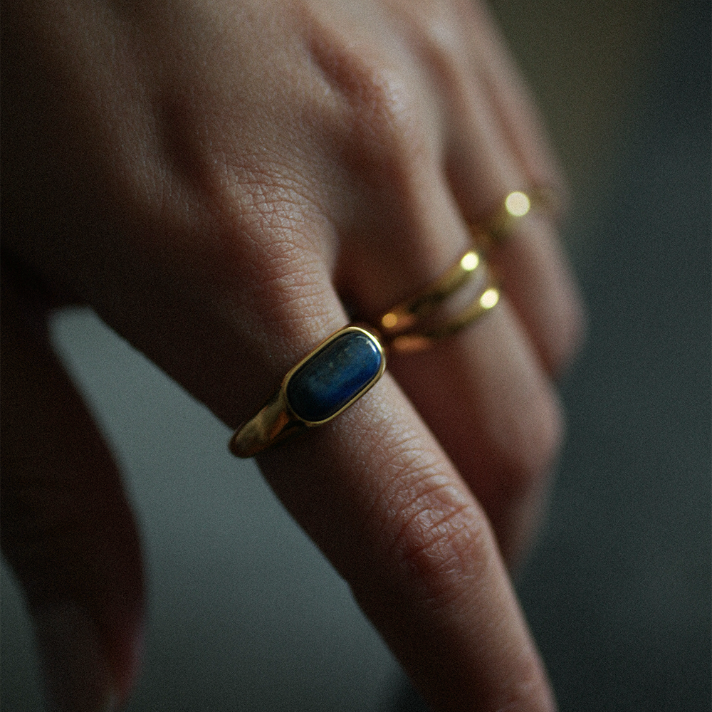 Lapis resin ring 293 Gold