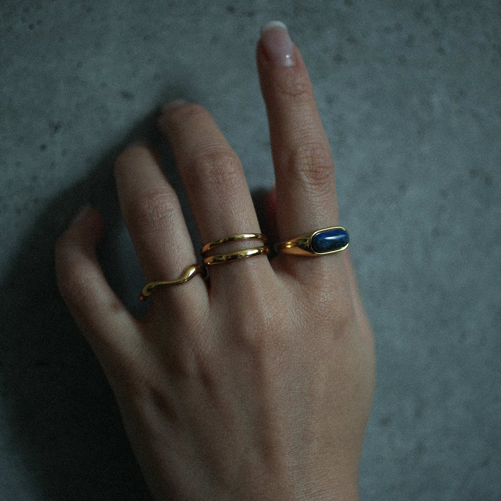 Lapis resin ring 293 Gold